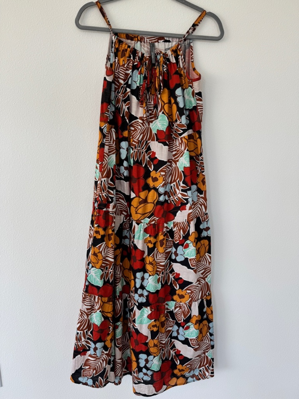 Anthropologie Floral Maxi Skirt in Red, Mustard & Teal